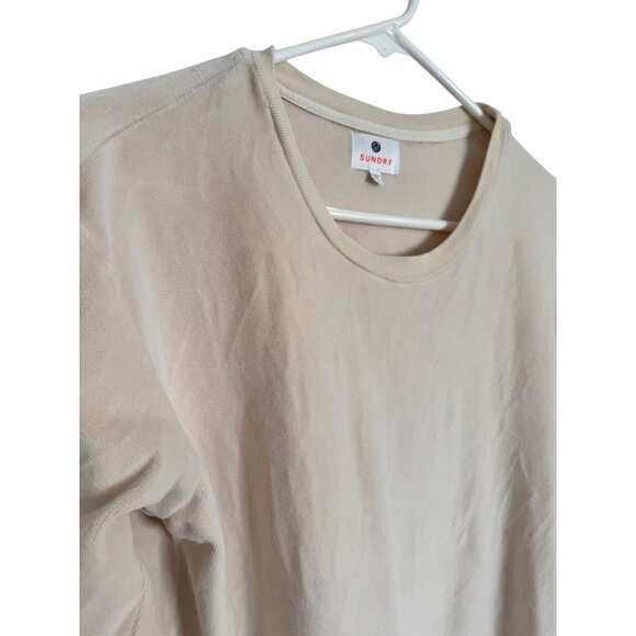 Sundry Velour Long Sleeve Pullover Size 1 Side Zipper Ivory NWOT Medium - Picture 8 of 8